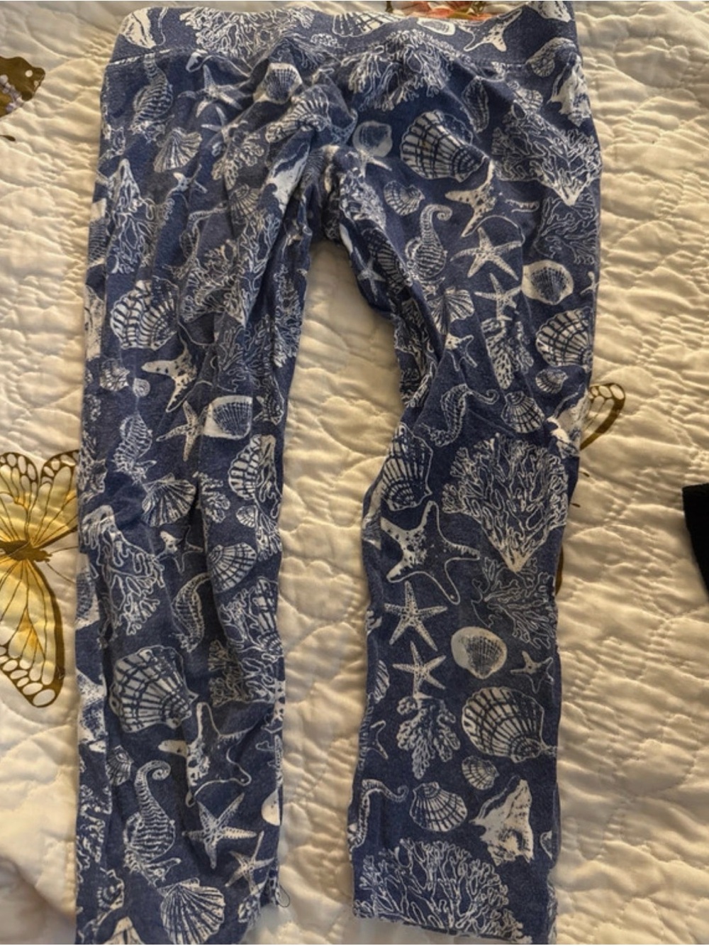 French Toast Navy and White Seashell Print Leggings